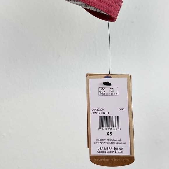 NWT Volcom Simply Rib Triangle Bikini Top in Dusty Rose - Picture 5 of 7